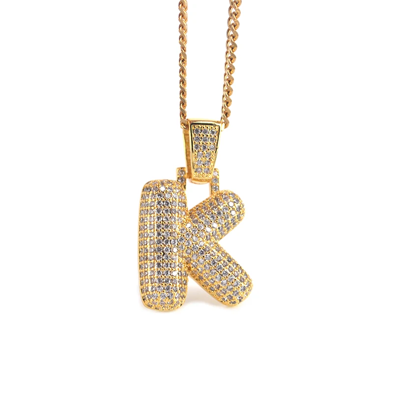 Custom Personalized Hiphop Bubble Letter Charm DIY Necklace With Name
