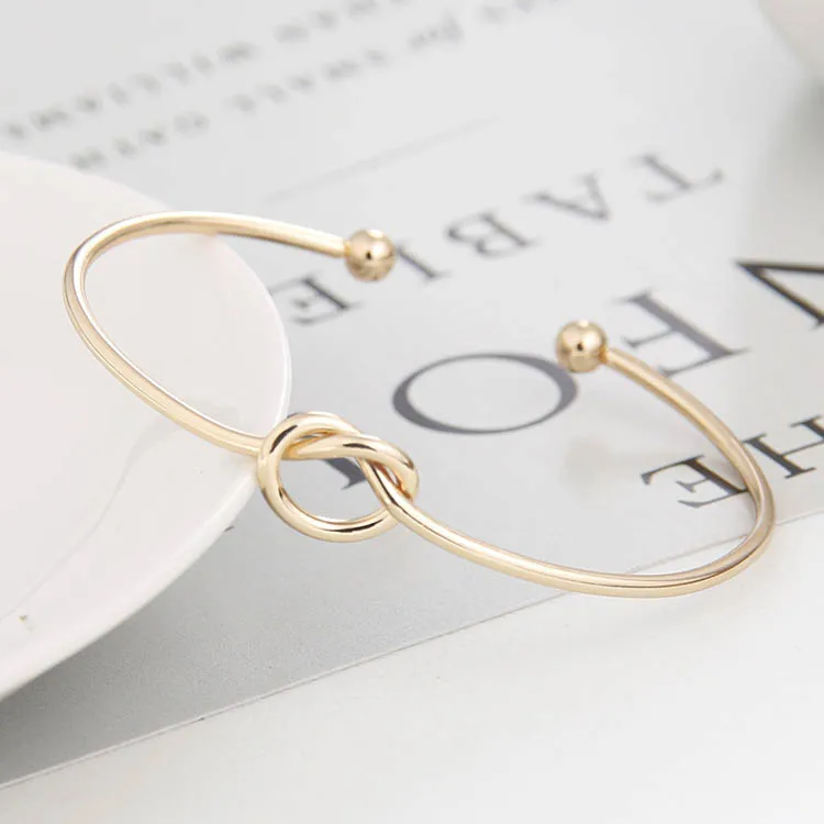 Factory Price Fashion Simple Adjustable Twist Silver Gold Wire Knot Open Cuff  Bangles knot bracelet for Women Men Jewelry Gifts