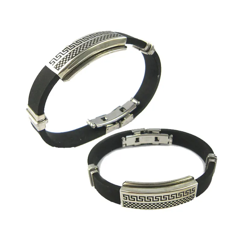 Custom Womens Leather Wristband Gifts Recessed Logo Multi Color Mens Stainless Steel Bracelet