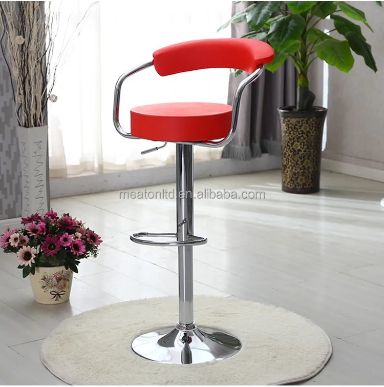 Comfortable Room Adjustable Metal Leg Swivel Bar Stool High Chair For Bar