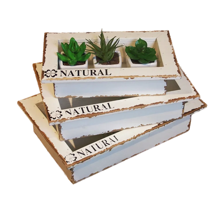 Custom succulent wooden box planter decorative wood pots