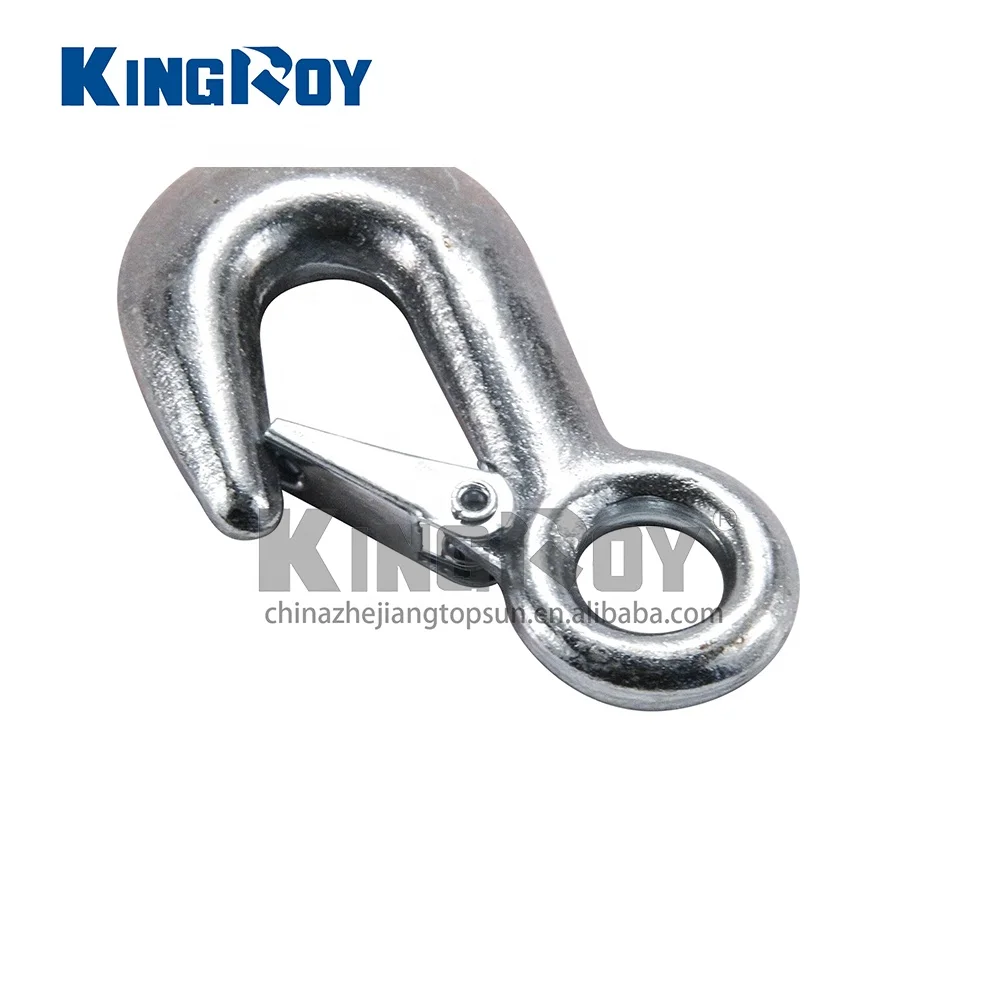 Steel chain crane galvanized forged lifting eye hook with safety latch  for cargo control