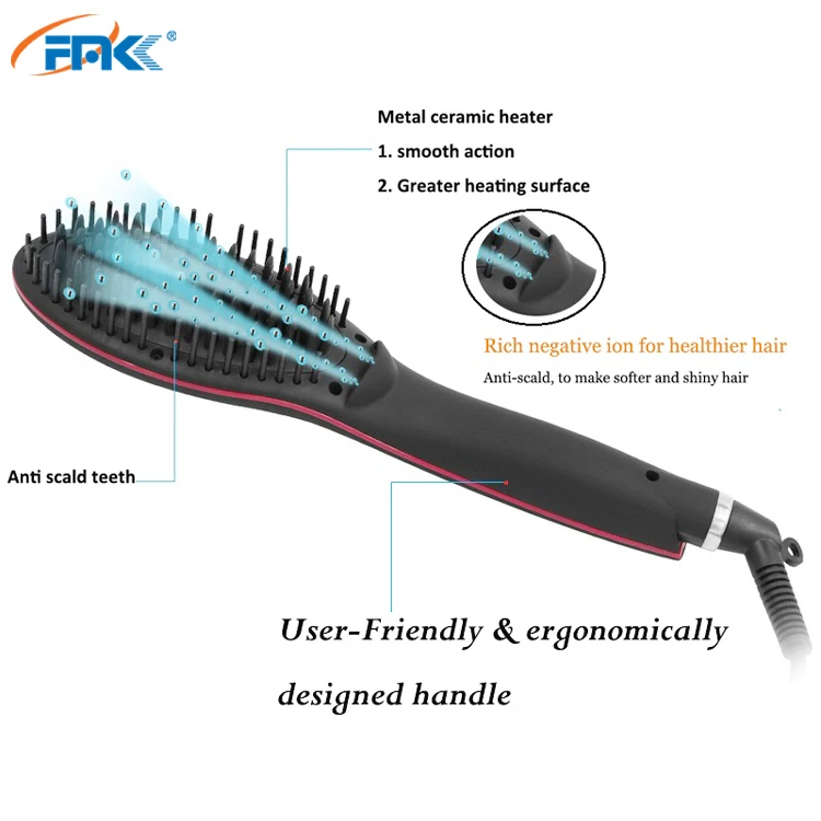 New Convenient Hair Straightening Brush PTC Heater Massage Comb Portable Ionic Hair Brush Electric Ionic Hair Brush 180-230C FMK