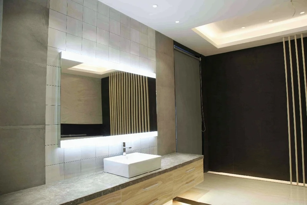 Hotel Customized Decorative Wall Smart LED Bathroom Mirror With Music Speaker