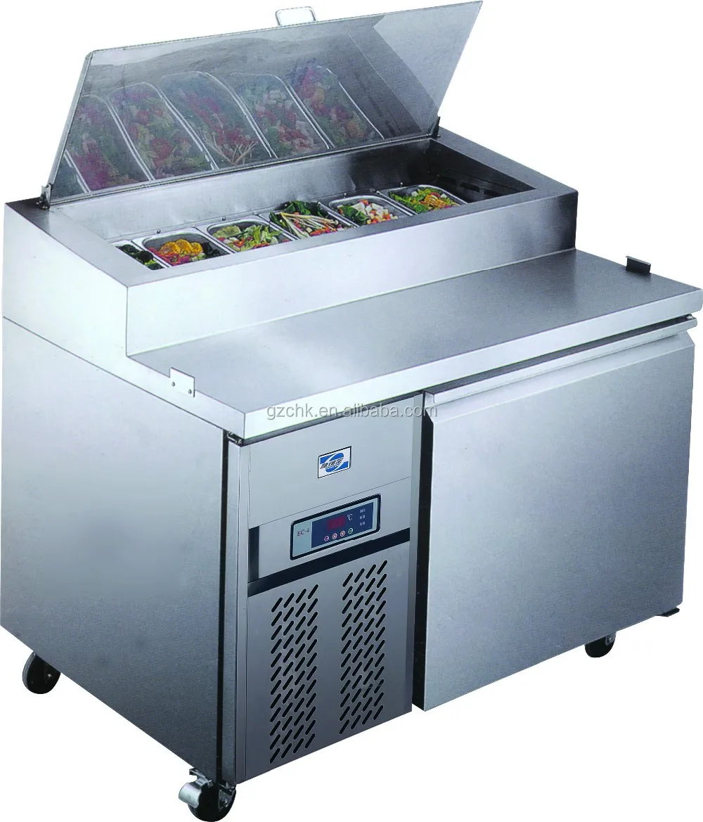 Single door pizza preparation working table with cover /counter top commercial refrigerator