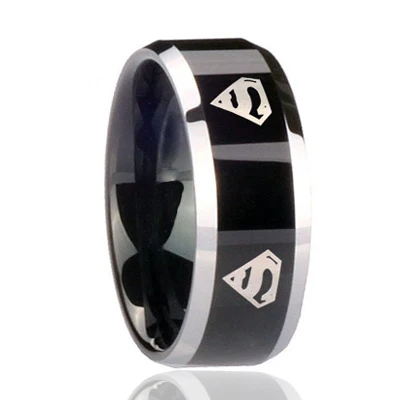 
Superman Symbol Super Hero Polished Black Tungsten Ring with Bevel Angle Jewelry Suppliers and Manufacturers China 