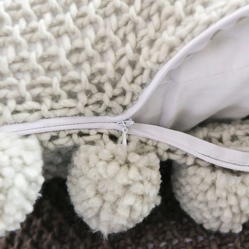 Solid Color Acrylic PomPom Pillow Nordic Ins Creative Home Sofa Cushion Cover