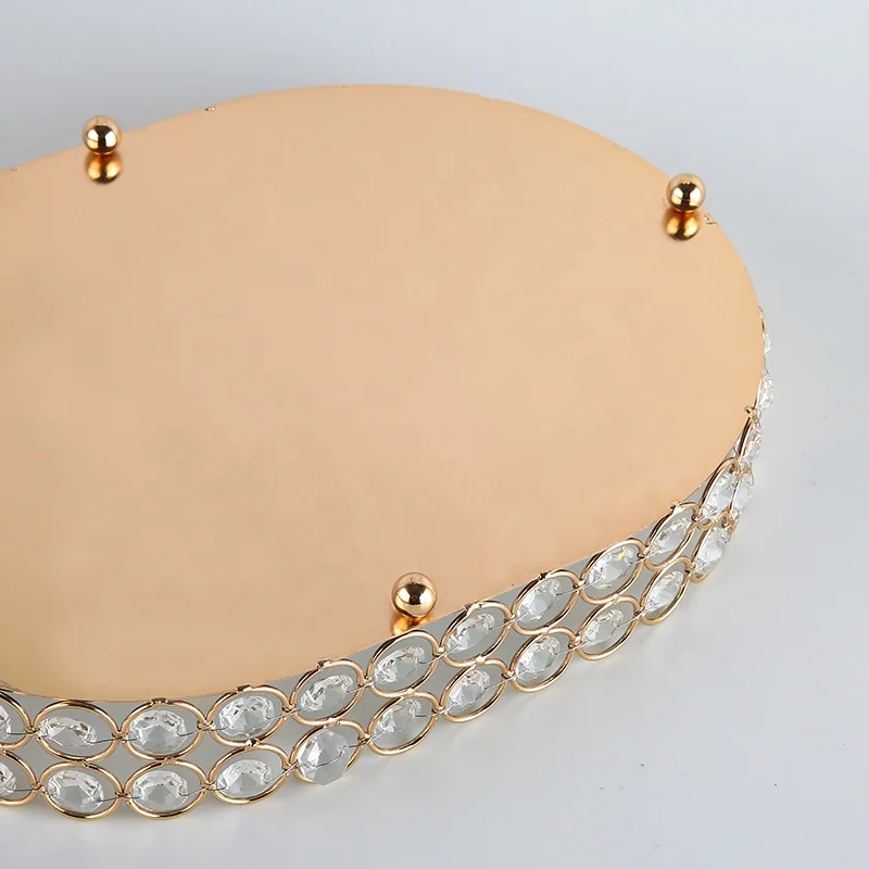 Gold Metal Mirrored Serving Tray for Jewelry Snacks