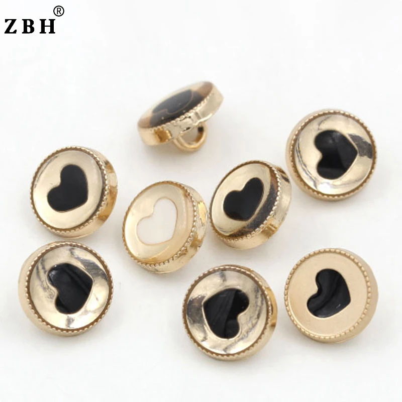 11mm Fashion Metal Buttons For Shirts/Heart Design Gold Metal Buttons