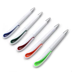 Promotional plastic white pen swan twist ball pen with custom logo