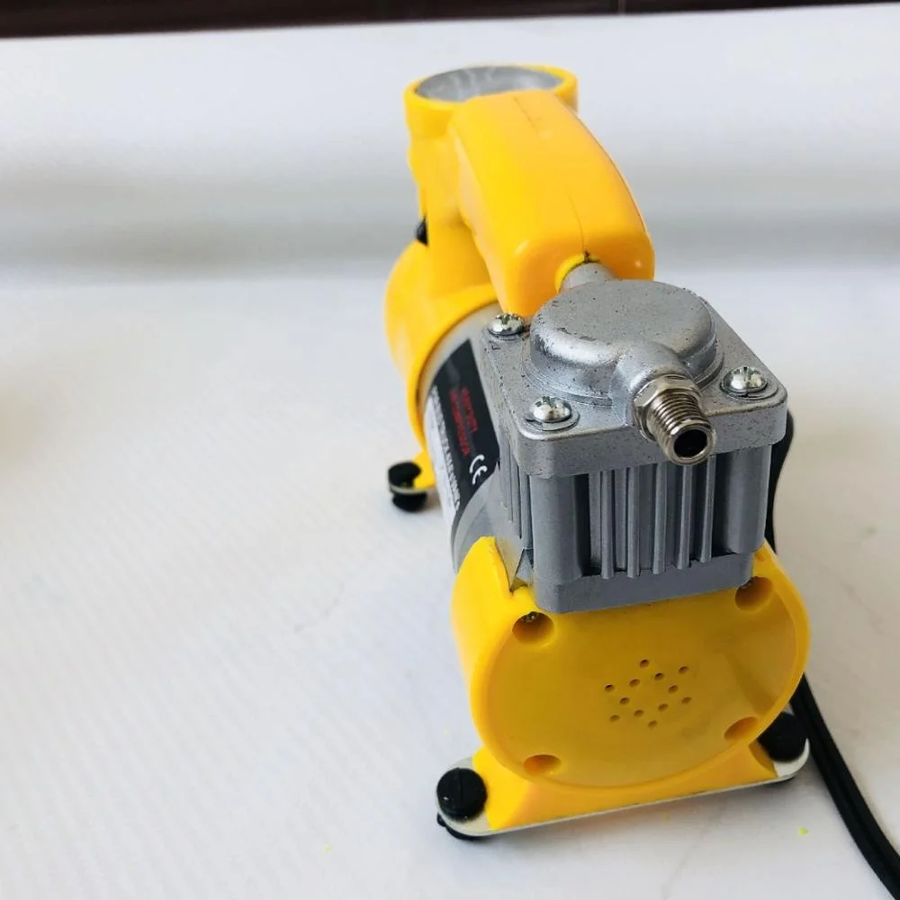 
TZCQ-004 high power 12V copper vehicle air pump/car tire pump with LED yellow emergency light air inflator pump 