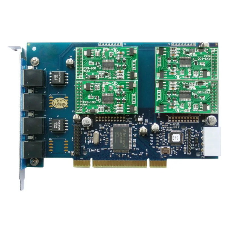 TDM410 analog asterisk card with 4 FXS/FXO ports Supports Asterisk/Trixbox/Elastix/FreePBX/FreeSwitch