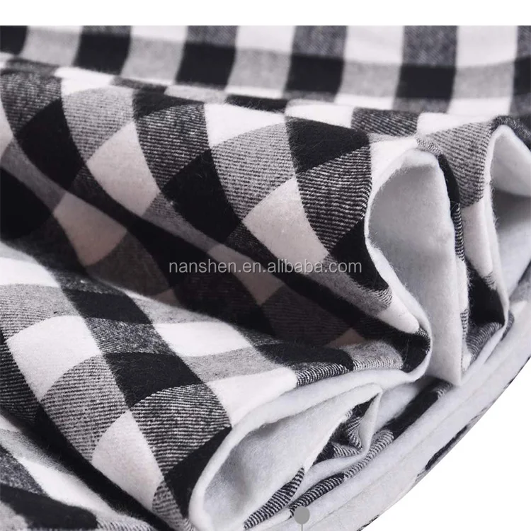 
Gireshome Grey Buffalo Check Plaid with Sherpa Cuff Decoration Christmas Stocking Xmas Tree Decor Festival Party Ornament 