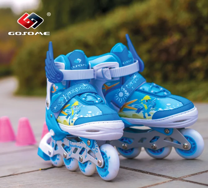 wholesale manufactory  inline skates blue color detachable roller skates fairytale style inline skate with wings