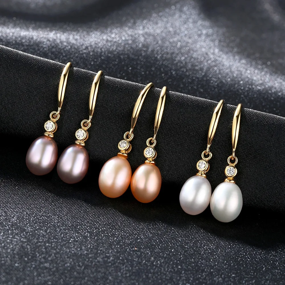 PAG&MAG Brand Classic Fine Jewelry Women Gift Freshwater Natural Pearl S925 Silver Jewelry Wire Hook Drop Earrings