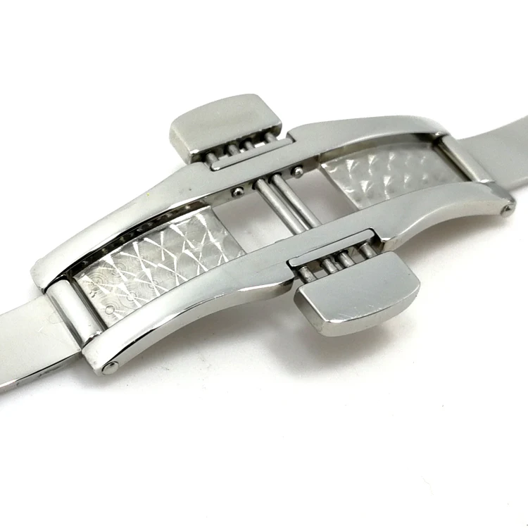 luxury high quality polishing matte metal steel butterfly watch buckle clasp