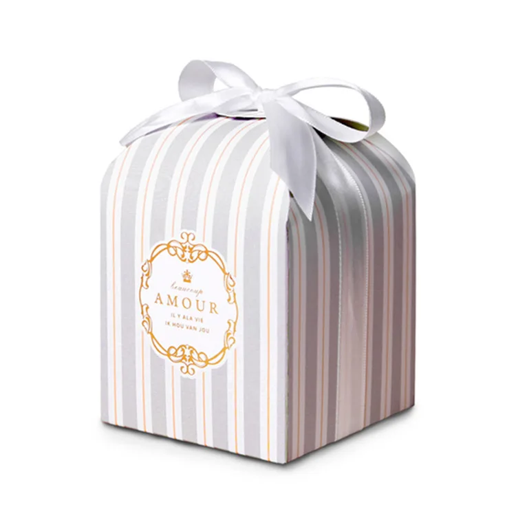 
Fashion Handmade Gift Striped Pattern Candle Candy Wedding Box 