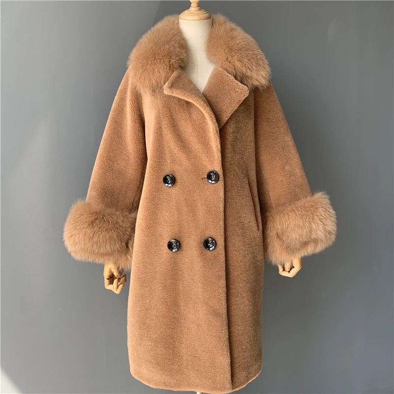 Mao Mao Fur Hot Sell Fashion Women Real Sheep Wool Coat Winter Warm Teddy Bear  Coat for Women