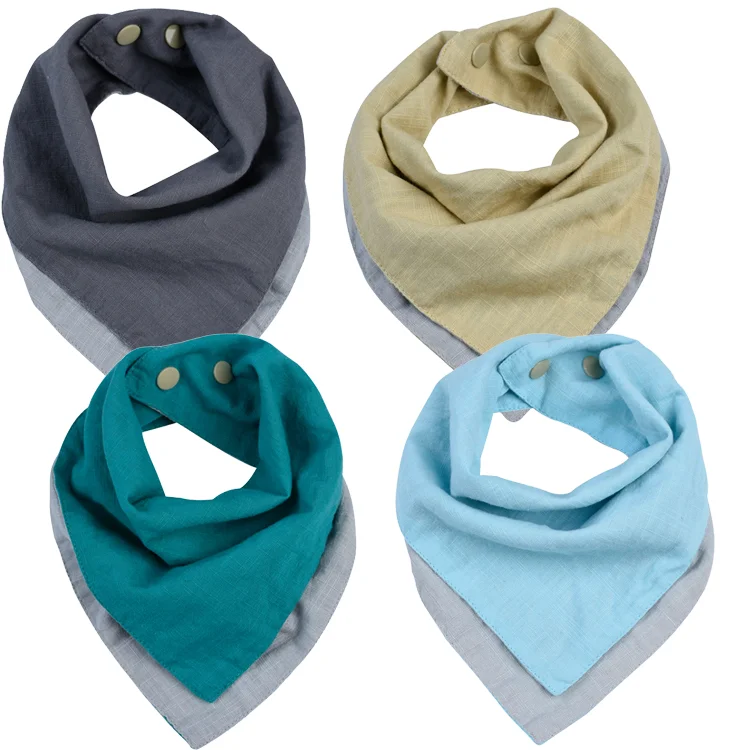 
100% Cotton Muslin Reversible and Super Absorbent Drool Bibs 4-Pack 