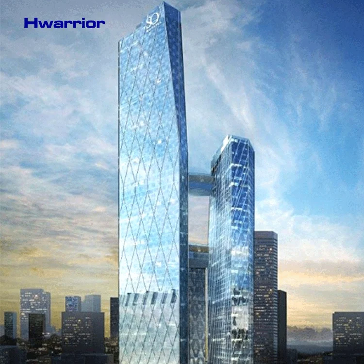 Office Building Exterior Glass Facade Glazing Architectural Aluminum glass curtain wall cost per
