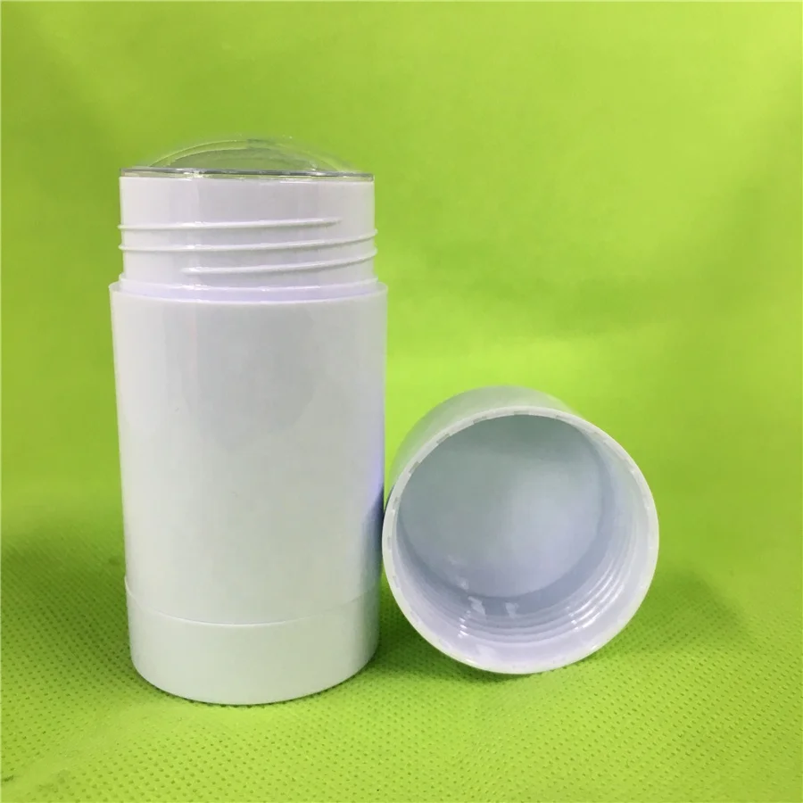 Styrene Push up Deodorant Containers Plastic Tubes, White with White Lipstick Cosmetics Ribbed Screw Caps(2.5oz) Screen Printing