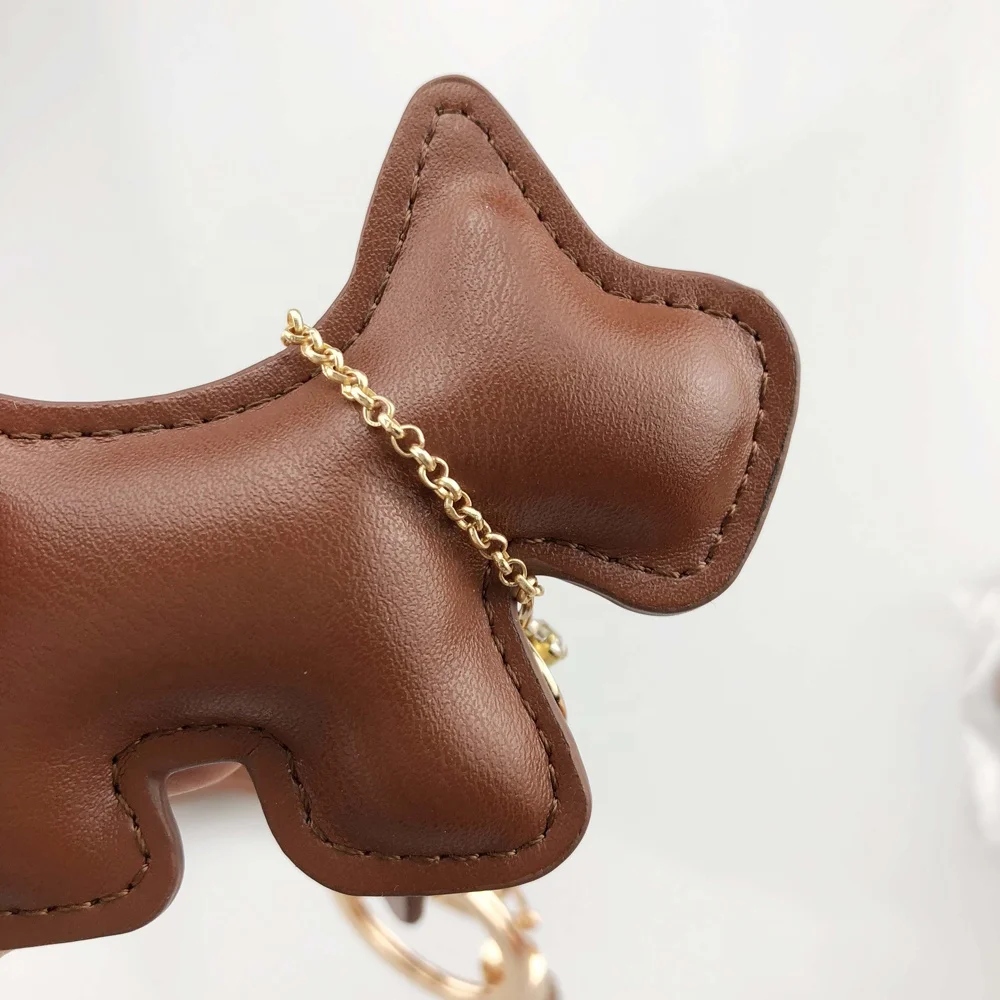 2022 new fashion pets gifts 3D animal pu leather dog keychain for bag charms