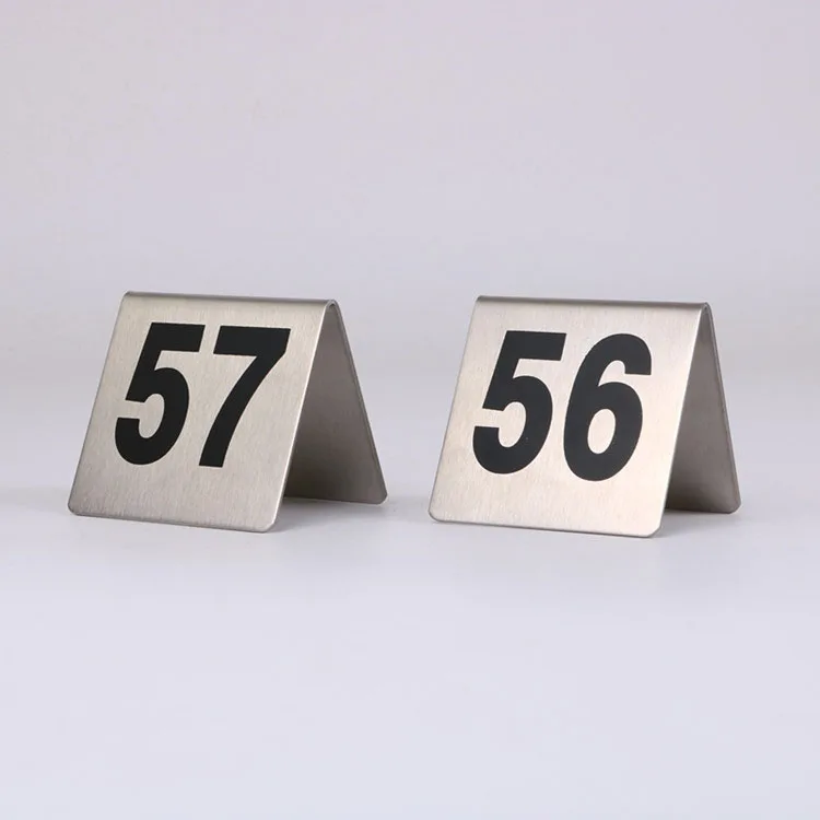 Hotel restaurant menu card table and desk rectangle Metal number card