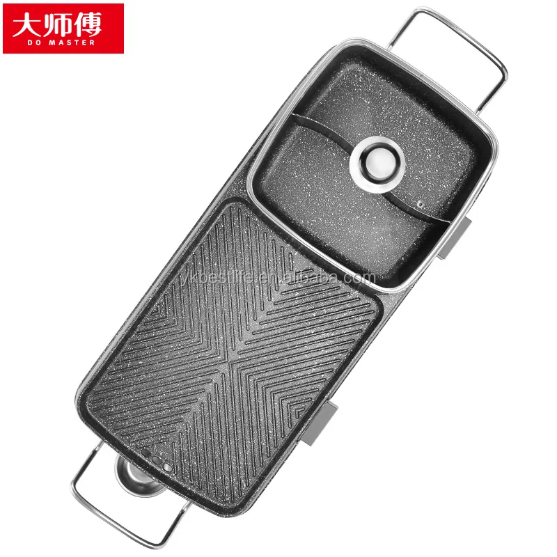 
electric rectangular griddle with hot pot 