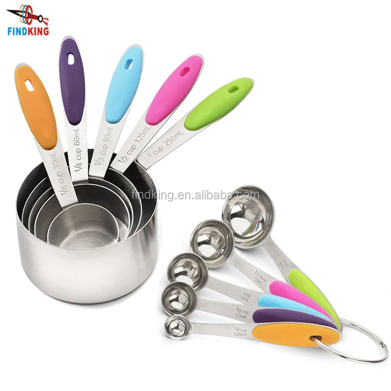 FINDKING 10 Piece Professional Stainless Steel Measuring Cups and Spoons Set