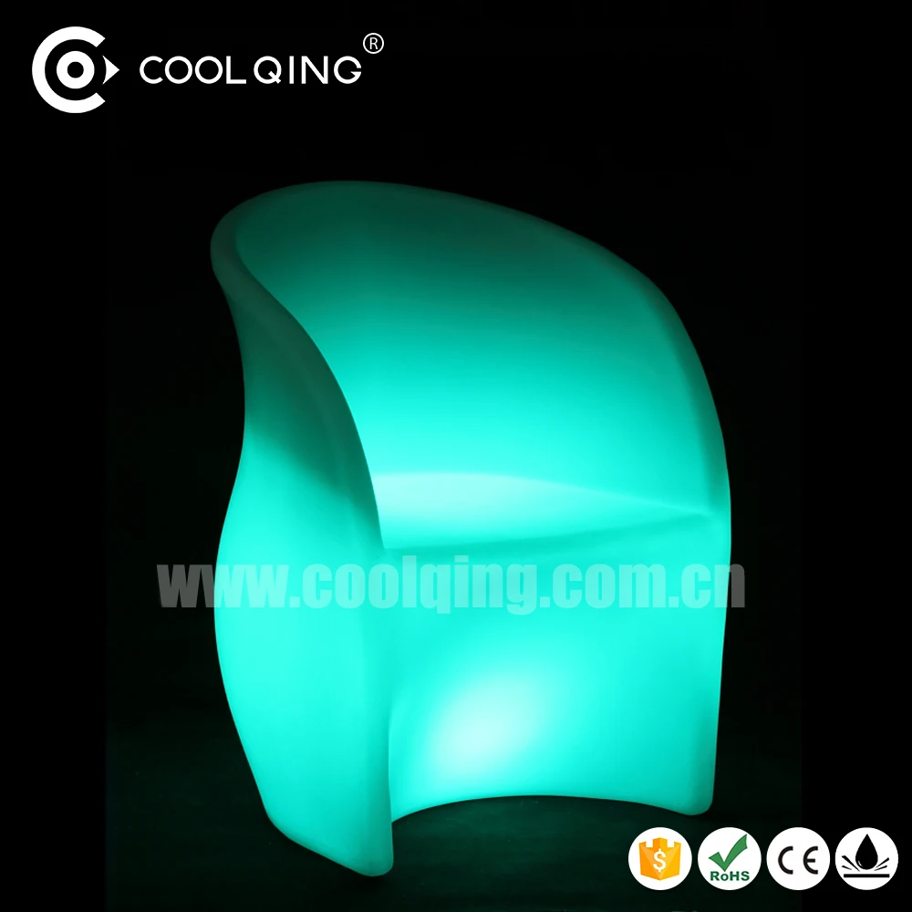 Illuminated Outdoor Furniture Rechargeable Colorful Plastic Shell LED Garden Chair