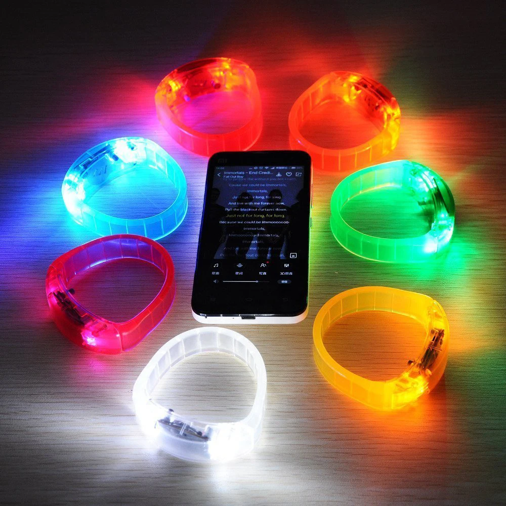 Customized Logo Party Bracelet Voice Control Wristband TPU Led Bracelet
