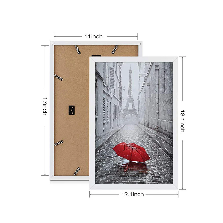 2024 Wholesale High Quality 11x17 Cheap Mdf Tempered Glass White Poster Wall Mounting Wood Picture Photo Frame