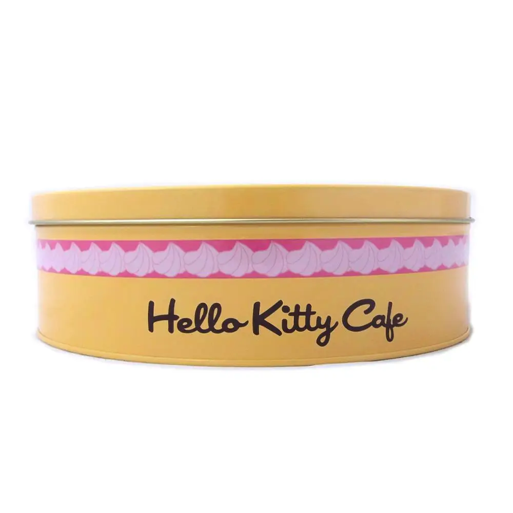 Round Danish butter cookies biscuit metal tin box with embossing logo