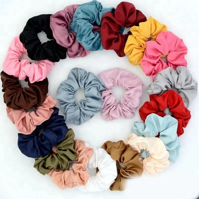 Girls Satin Hair Scrunchies Bobbles Elastic Hair Bands