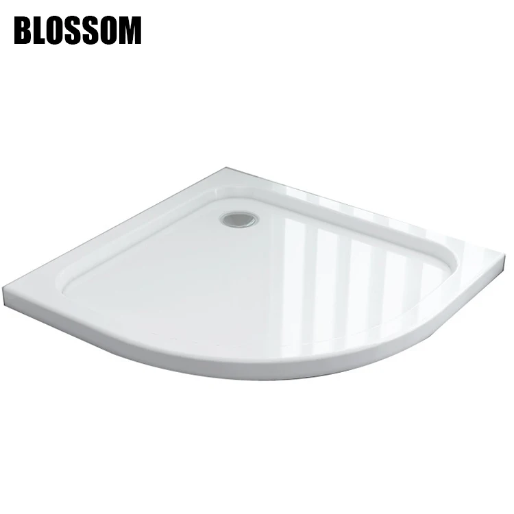 Bathroom Low Slim Quadrant Cheap Sector Portable Resin Fiberglass White ABS Clear Acrylic Shower Tray With Drain