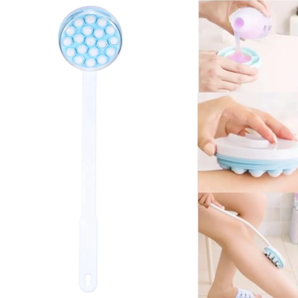 New design 19 balls ABS PP practical removable shower brush shower gel automatic bubble long handle bath brushes  massage brush