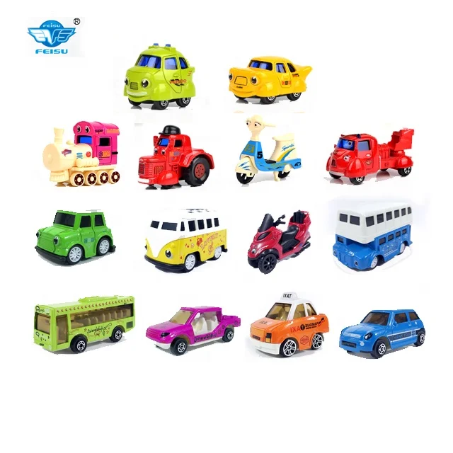 Hot Sales 1:64 small cartoon die cast car model metal toy bus  taxi truck toy  diecast toy vehicles