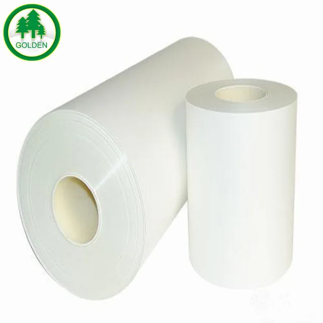 Self adhesive semi gloss coated paper with yellow liner slit back