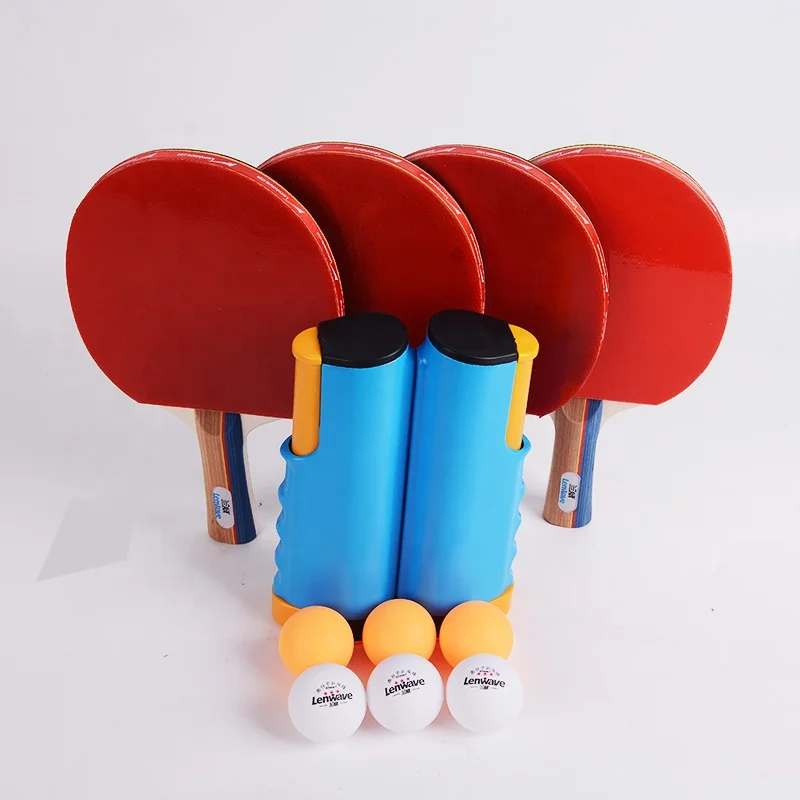 
professional 4racket+6ball +net cheap table tennis paddle set Retractable net Carry Bag 4 Player table tennis racket 