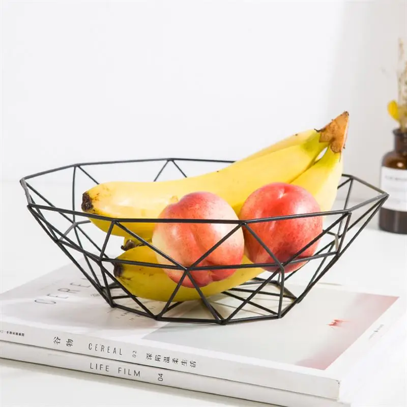 free sample 550-98B ins simple design black metal wire bowl fruit basket for home decor
