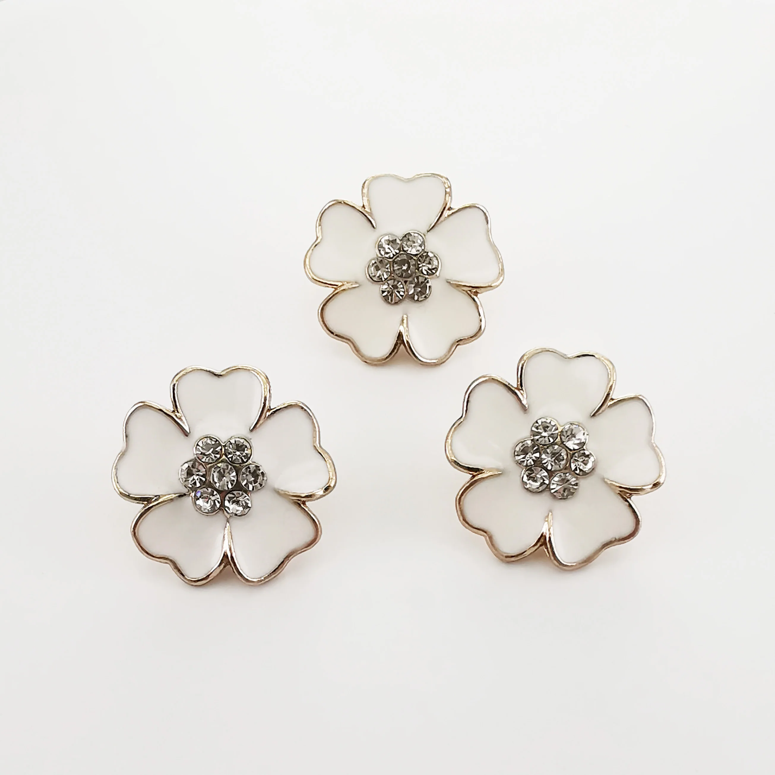 Metal  Oil Filling  Flower  Button Rivet  Decoration with Diamond for Shoes Bag Garments