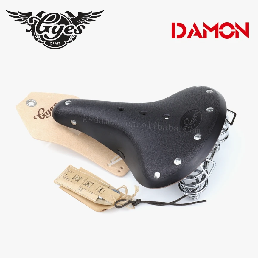 Gyes GS-08 Cow Leather Retro Saddle Cool Road Bicycle City Bike Seat Hand Made