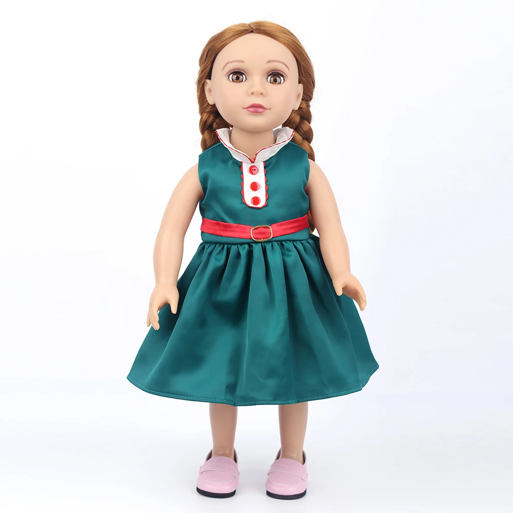 18 inch doll clothes dark green doll dress