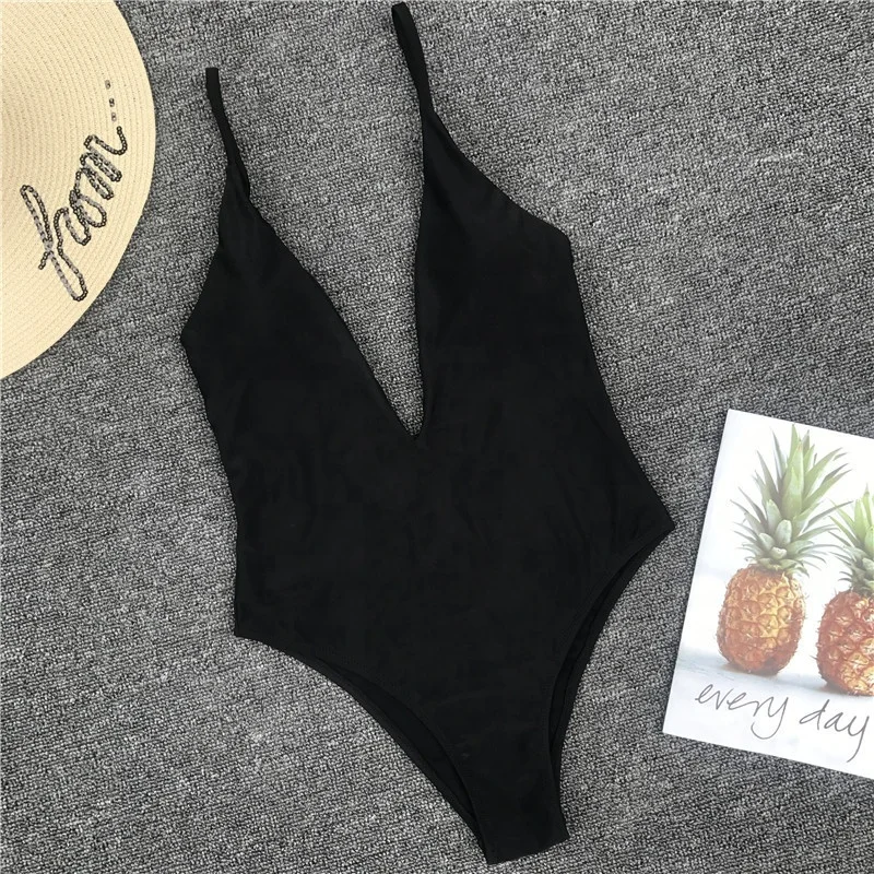 Sustainable Women covering belly Summer Deep V Swimwear One Piece Bikini