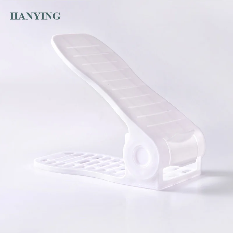 Adjustable Shoe Organizer Set Storage Space Saving Shoe Slots Rack Holder Double Layers Plastic Shoe Slots for Home