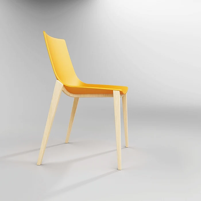 Modern wood leg office pp shell orange dining chair for restaurant use