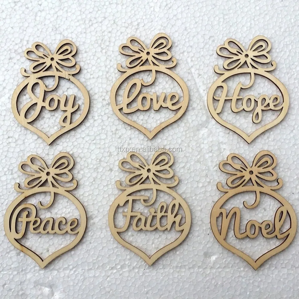 You Love Hope Peace Faith Noel Word Wood Tags Christmas Tree Ornament Party Decoration