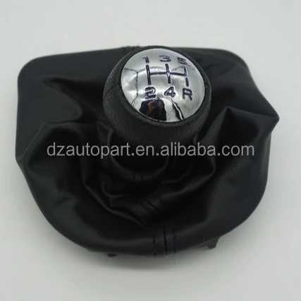 
New 5 Speed Car Gear Shift Knob With pu Leather Boot And Chrome Top Cap For Peugeot 207 307 308 406 