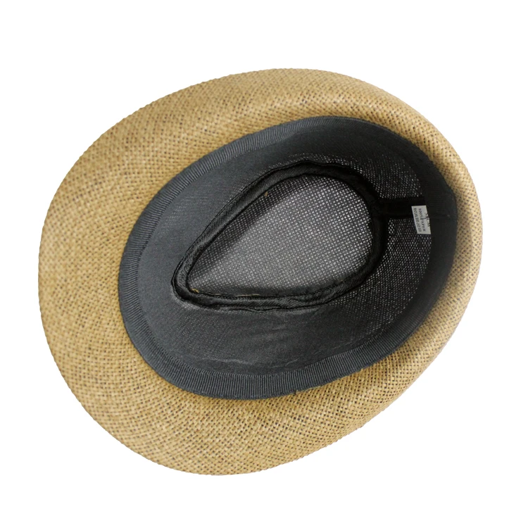 Summer short brim straw china wholesale cheap men straw plain mini fedora hat