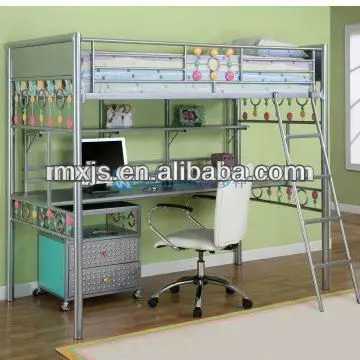 Metal Frame Bunk Bed with Desk for Adults
